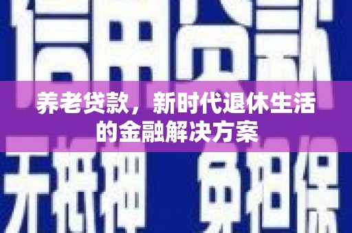 万年养老贷款，新时代退休生活的金融解决方案